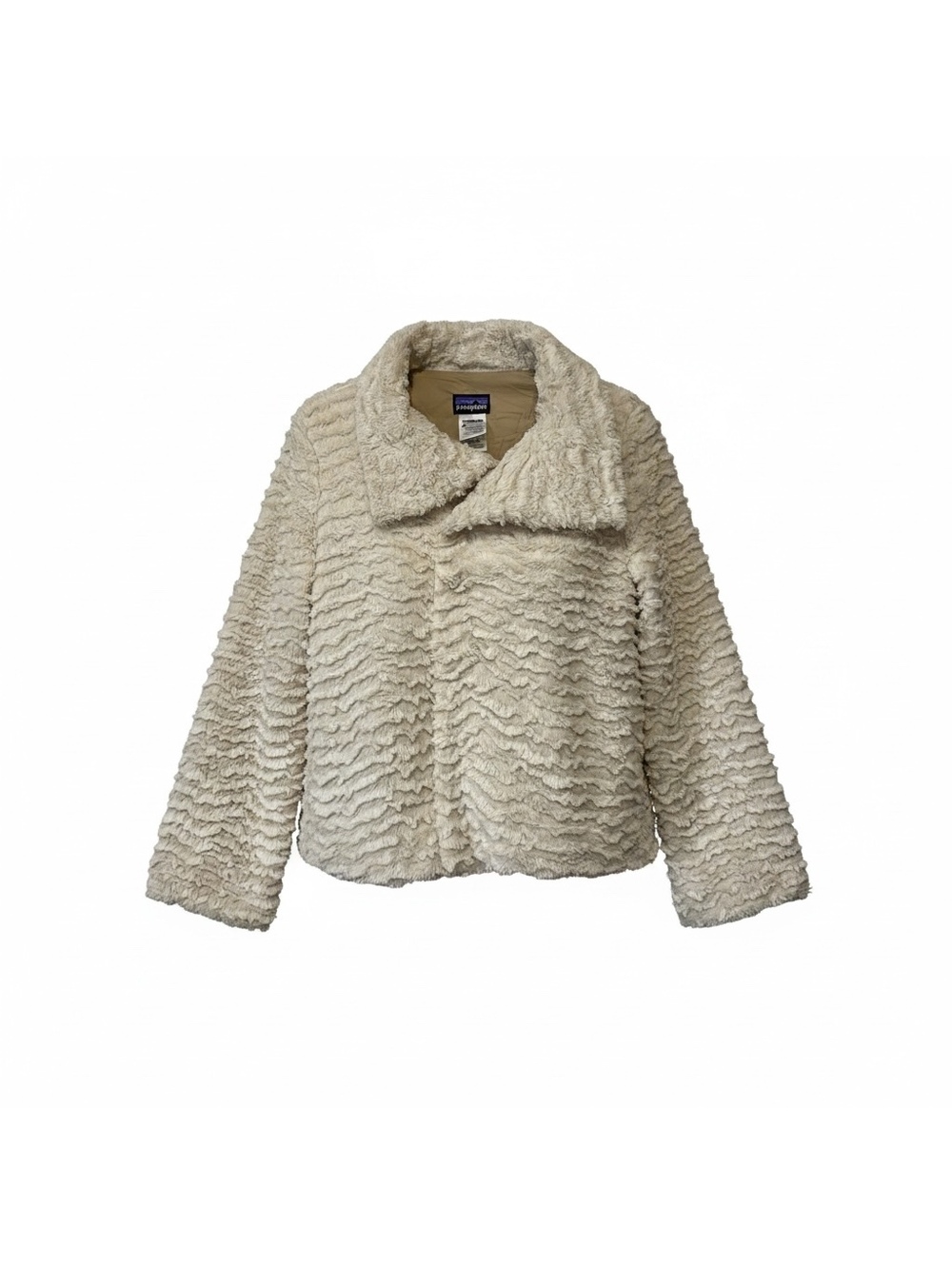 Patagonia Women's Cream Faux Fur Zip-Up Jacket Size Small